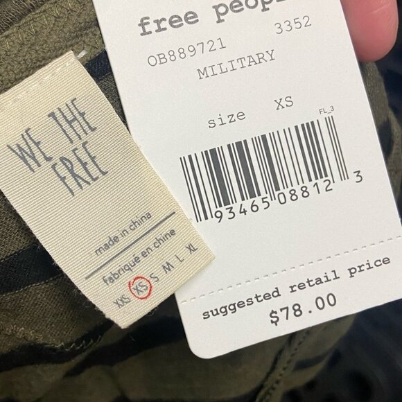 NWT Free People Military Head In The Clouds Stripe Tee Size XS T-Shirt New Boho - Picture 4 of 6